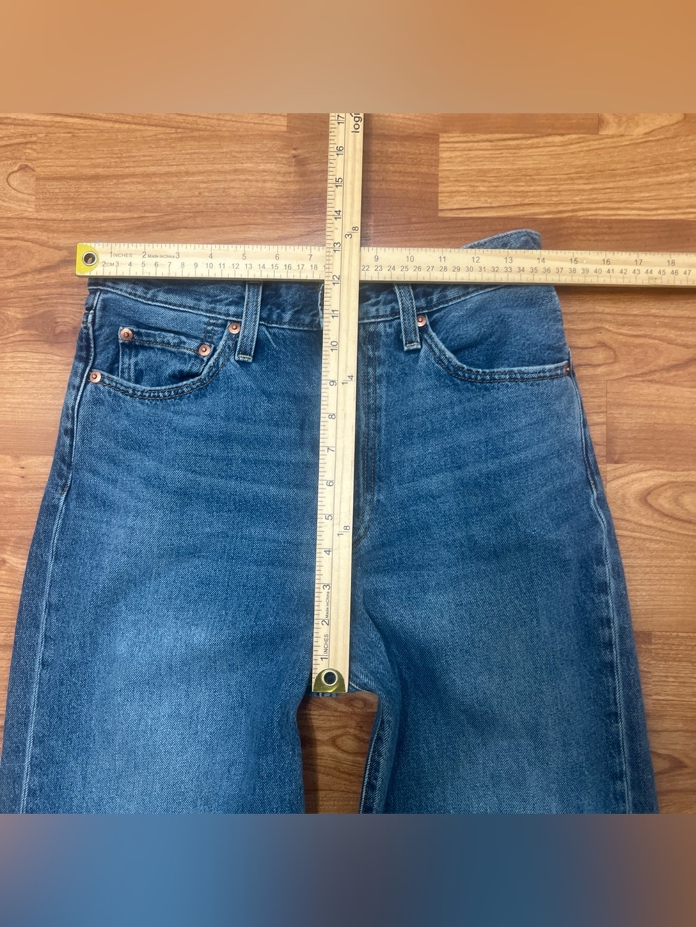 Levi’s Ribcage Wide Leg Jeans Women’s 27 High Rise Cropped Blue Denim - Picture 7 of 12